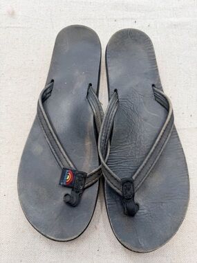 Rainbow Leather Flip Flops